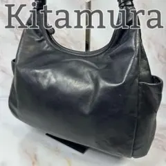 Kitamura ショルダーバッグ ネイビー レザー ワンショル