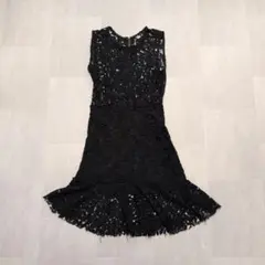 パーティードレス　レースワンピ　ブラック　 フレア　上品　ダンス