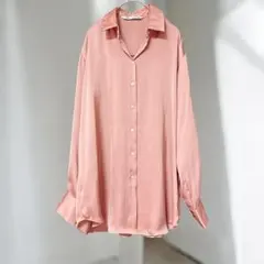 ZARA ザラ ブラウス 長袖 とろみ素材 ピンク XS ゆったりサイズ 上品