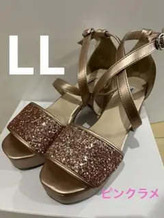 【美品】attagirl ピンクラメパンプス　LLサイズのサムネイル