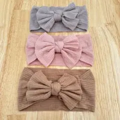 リボン付きベビーヘアバンド3個セット