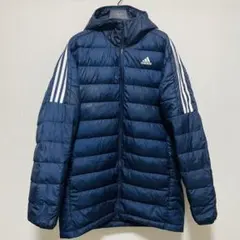 アディダス　ダウンコート　フード付き　ネイビー