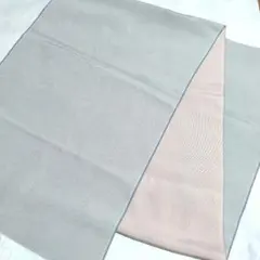 水色×白ストライプ縦縞とピンク無地　リバーシブル　36×150㎝　正絹ハギレ