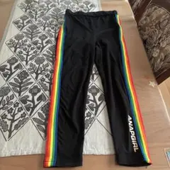 ANAP GIRL ブラック レインボーストライプ レギンス S