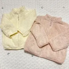 フリースジャケット 80cm イエロー ピンク 2点セット