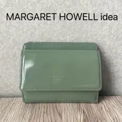 【新品】マーガレットハウエル　ホーサ ゴートエナメル２つ折り財布　ブルーグレーのサムネイル
