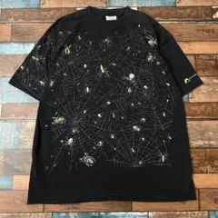 90S ヴィンテージ　古着　USA製　スパイダーウェブ　メンズ　半袖tシャツ　黒
