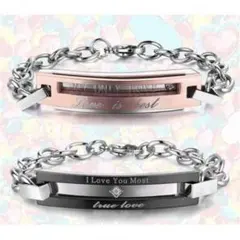 ペアセットでこの価格！プレートバーがかっこ可愛いチェーンブレスレット♡