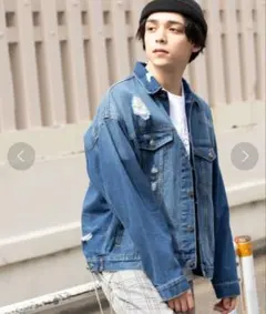 ダメージ加工デニムジャケット