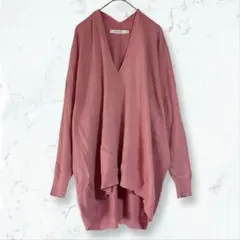 a2918 マウジー ニット ピンク F Vネック 無地 前後差 レーヨン混