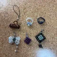 手作り　ビーズ　指輪　ストラップ　ネックレス　まとめ売り　ハンドメイド　リング