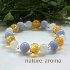 天然石ブレスレット　グレー　イエロー　パワーストーンブレスレット　No.94