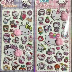 週末セール　キティ 肉球シール　2枚セット　ぷっくりシール　マシュマロシール