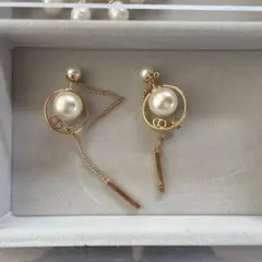 DIOR パール チェーン ピアス