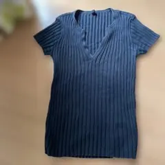 GAP 黒　リブ編み Vネック 半袖Tシャツ　コットン100%