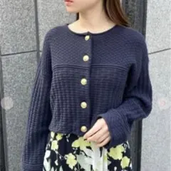 cocodeal ショートツイードライクニットジャケット