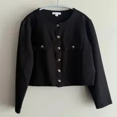 黒 長袖 クロップドカーディガン Lサイズ