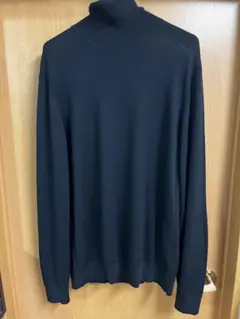 【美品】UNIQLO メリノタートルネックセーター　メンズXLサイズ　BLACK