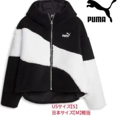 PUMA フリースフードジャケット ブラック/ホワイト S/M相当