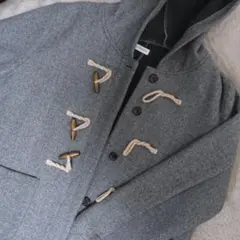 グレー ダッフルコート フード付き