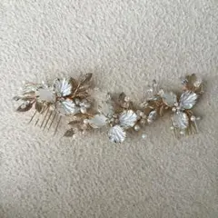 ウェディングヘッドドレス 花とパール