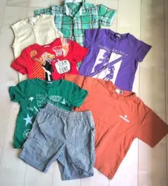男の子130 カラフル春夏服セット　7点まとめ売り　バラ売り可1枚なら500円