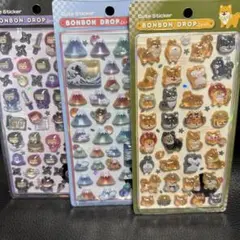 ボンボンドロップシール　芝犬　富士山　忍者　和柄　3種セット