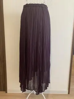 お値下げGU ダークブラウン　プリーツ　ロングスカート　シフォン