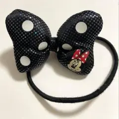 ディズニー ミニー ヘアゴム 水玉黒リボン
