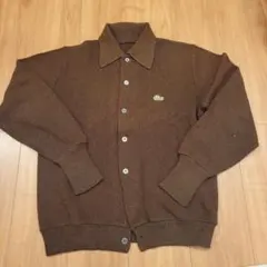 ラコステ　ブラウン ニット襟　カーディガン ７０年代　ヴィンテージ　Lサイズ