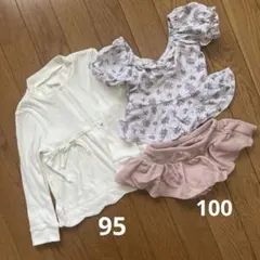 女の子　水着100・ラッシュガード95 セット売り