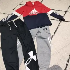 adidas パーカー　パンツ　アンダーアーマー　パンツ三枚セット