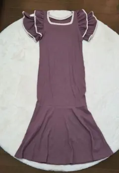 【未使用】フリル ロング マーメイドワンピース ピンク