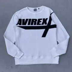 AVIREX 長袖カットソー ロンT サーマル　ワッフル　デカロゴ　古着