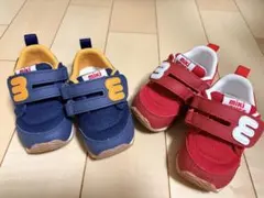 ミキハウス　ベビーシューズ ネイビー レッド 2足セット　14センチ　双子
