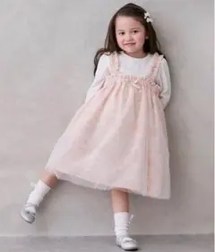 サクラ柄チュールワンピースセット 120〜130