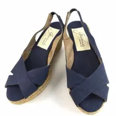 gaimo エスパドリーユ サンダル ウェッジ クロス ネイビー 美脚 36