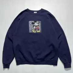 90s ディズニー スウェット トレーナー L 紺 ネイビー ミッキー 7580