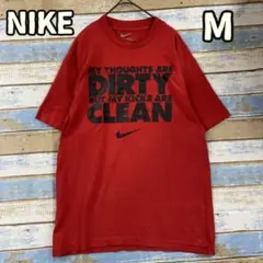 ナイキ 赤 Ｔシャツ スポーツ ロゴプリント クルーネック 夏物半袖【い970】