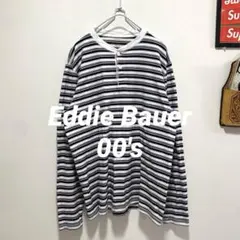 Eddie Bauer 00's ロンT ヘンリーネック 赤×黒×白 y2k