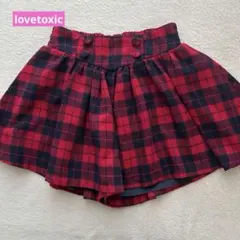 ラブトキシック キュロット　ショートパンツ　チェック柄　レッド　S 140