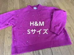 H&M ビジュー付きニット ピンク S