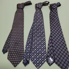 12/15のみ シルク ネイビー系幾何学模様ネクタイセット