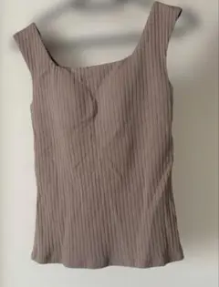 UNIQLO カップ付きリブタンクトップ ブラウン S