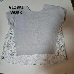 GLOBAL WORK Lサイズ 花柄 バック切り替え 半袖カットソー グレーのサムネイル