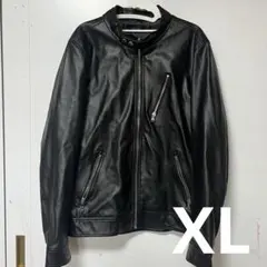 CONFIRM ブラック フェイクレザー ライダース ジャケット XL