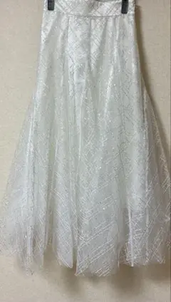 dazzlin スパンコールチュールチェックスカート　ホワイト