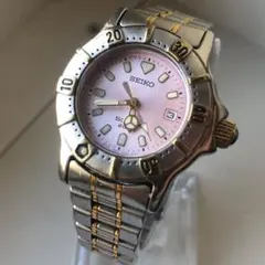 【美品】SEIKO スキューバ　稼働品　アナログ時計 ピンク文字盤