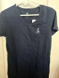 【新品未使用タグ付き】ROXY ネイビー Vネック Tシャツ Lサイズ