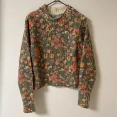 ZARA ザラ　ニットセーター　花柄　　マルチカラー　ウール混